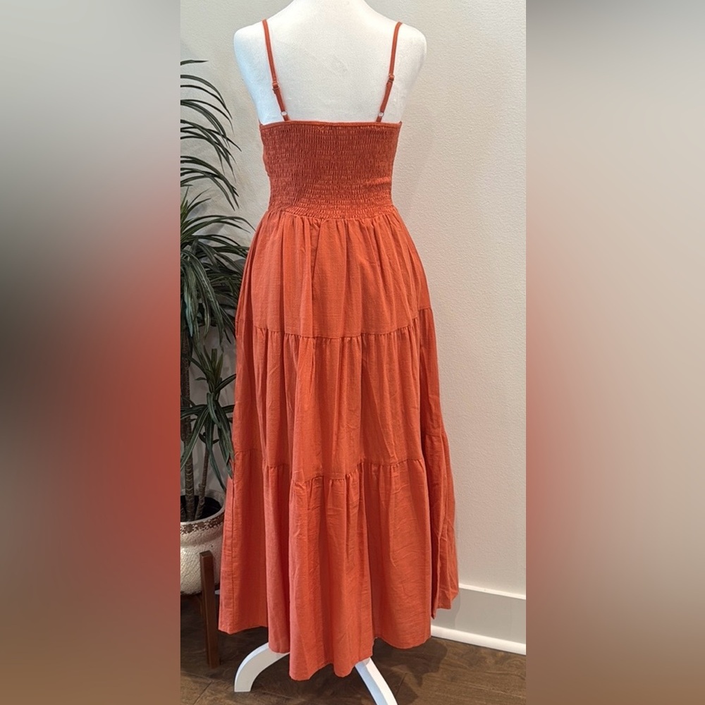 Grace Karin Rust Color Maxi Dress Summer Flowy Cotton Spaghetti Strap S - Picture 6 of 16